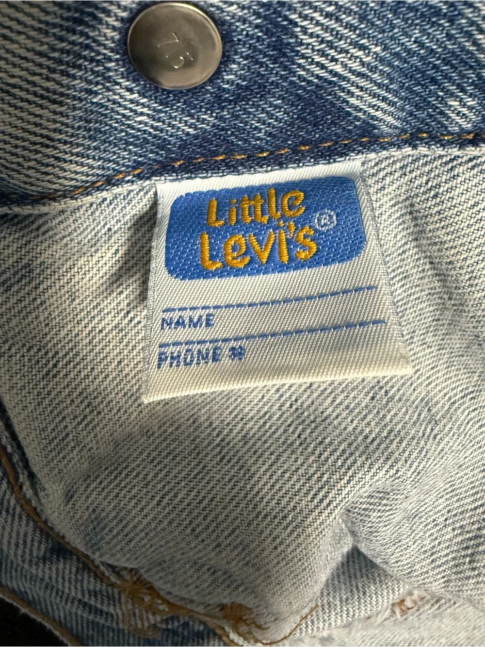 VTG 90s Little Levi's Denim Jacket Sz 2T Orange Tab USA Pockets Snap Front 72027